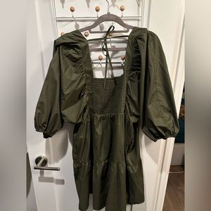 *NWOT* A New Day - Square Neck Puff Sleeve Dress - Olive Green - Medium